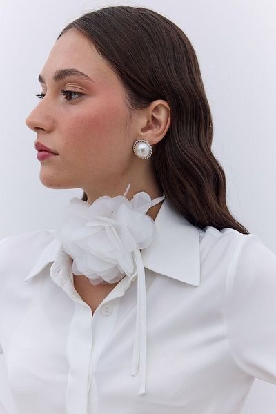 Manuka Cămașă Ecru Satin Fit - Decupaj