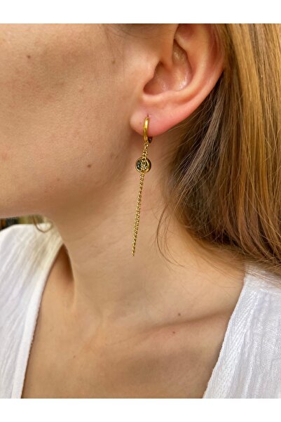 Hora Fil Detaylı Tasarım Ürünü Gold Çelik Küpe