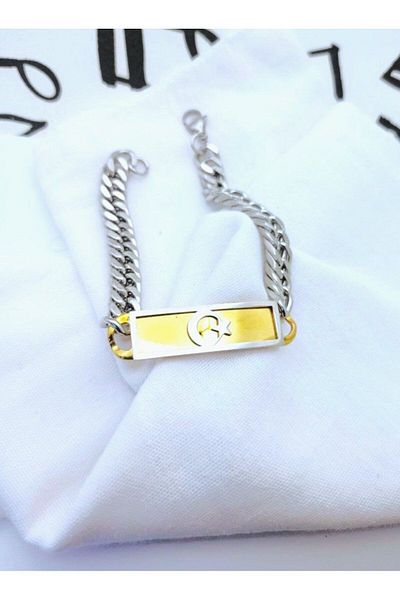 Herşey Nota Moon Star Turkish Flag - Stainless Steel Chain Men's Bracelet