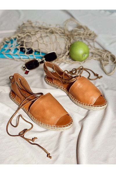 sovrana Genuine Leather Sandals Tan