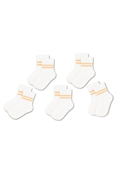 Novibaby 5-Piece Unisex Children's Socks - White, Black, Pink, Cotton School Socks