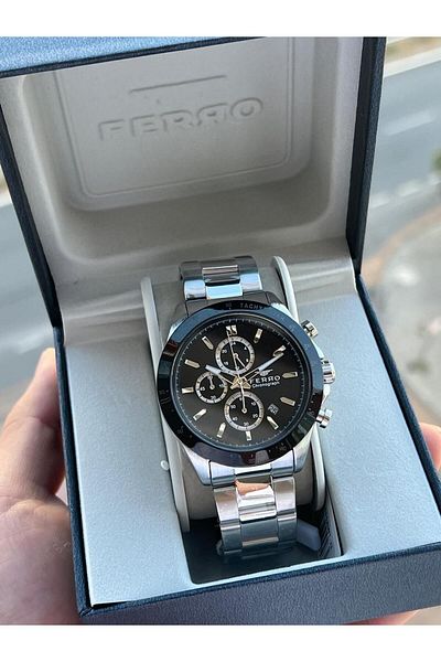 FERRO 30 Mt Waterproof Men's Wristwatch - Steel Cord, Chronograph Function Efm.31455.J2