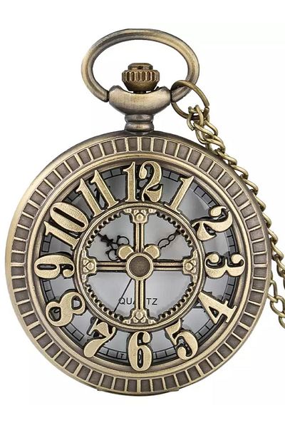 WINNER Special Retro Bronze Color Numeral Embroidered Design Chain Pocket Watch