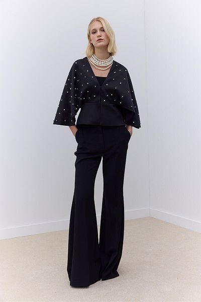 Manuka Schwarzer Perlenmädchen-Abendkleid-Kimono