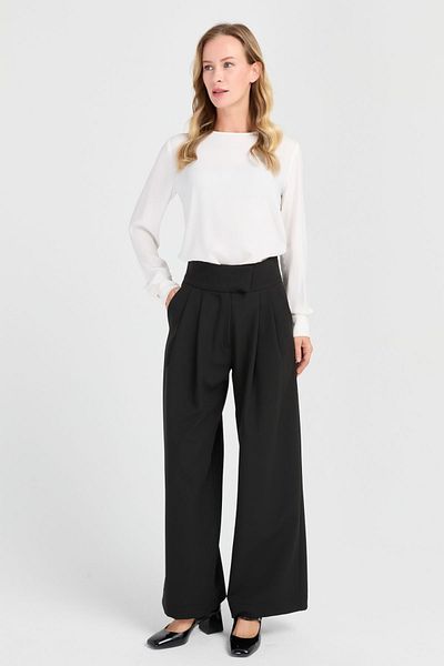 Esswaap Black High Waist Double Pleat Pants