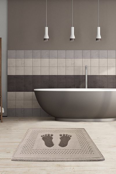 Chilai Home Μοκέτα μπάνιου Ecru Foet - Πλενόμενη και αντιολισθητική βάση, βαμβακερό κλιματιστικό