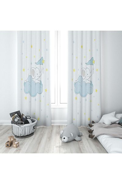 Lolla Elephant Background Curtain Collecting Stars 233