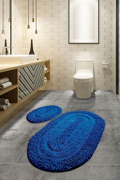 Chilai Home Macoroni Cobalt Blue Σετ 2 Μοκέτα Μπάνιου από Βαμβάκι Bpmk