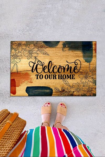 Chilai Home PVC Welcome To Our Home Special Design Indoor and Outdoor Door Mat, Multi-Purpose Mat