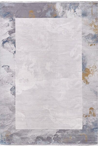 Artemis Halı Couture Gri Mavi Çerçeve Desenli Halı 00891a