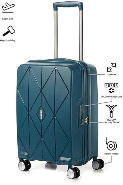 American Tourister Argyle Hard Small Size Carry-on Cabin Luggage, TSA Lock,55 cm/22 Inch,Teal Color