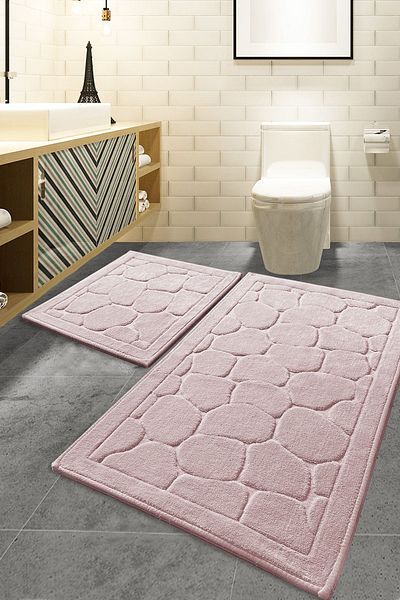 Chilai Home Lino Powder Cotton Σετ 2 60x100 cm 50x60 cm Σετ πατάκι μπάνιου