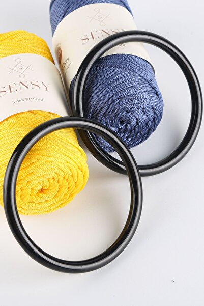 SENSY Plastik Yuvarlak Çanta Sapı 12 Cm Siyah