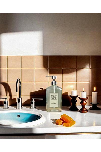 HomeTarz 500 ML Διακοσμητικός Γυάλινος Διανομέας Υγρού Σαπουνιού μεγάλου μεγέθους - Χοντρό Γυαλί