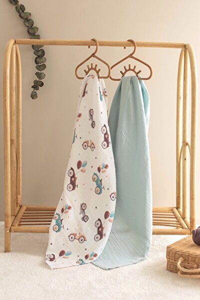 Bedeca مجموعة من 2 بطانية أطفال من الموسلين القطني العضوي 100% - طقم بطانية م...