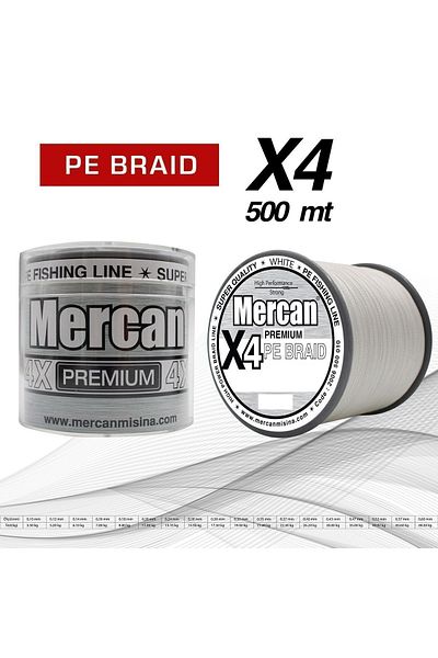 Mercan Premium Pe Braid - X4 Ip 500m Fishing Line