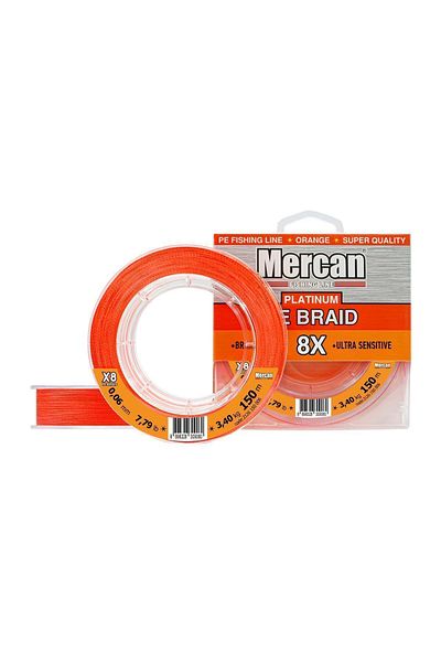 Mercan Platinum X8 Orange Rope - 150m Reel Fishing Line