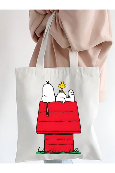 Cemira Snoopy Design Stand Canvas, Geantă Rips Tote, Geantă de umăr, Geantă groasă
