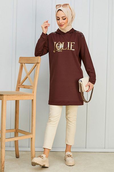 TOFİSA 11229-Kaffee Tunika