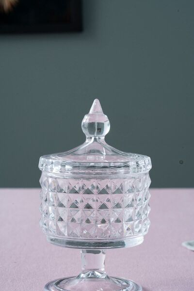 Glamis Selen Concept Vera Model Kapaklı El Yapımı Cam Kurabiyelik