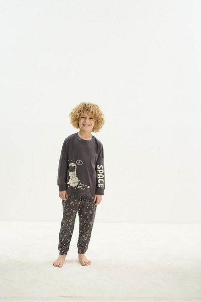Sevim Boy's Anthracite Long Sleeve Pajama Set - C6T1N7O8