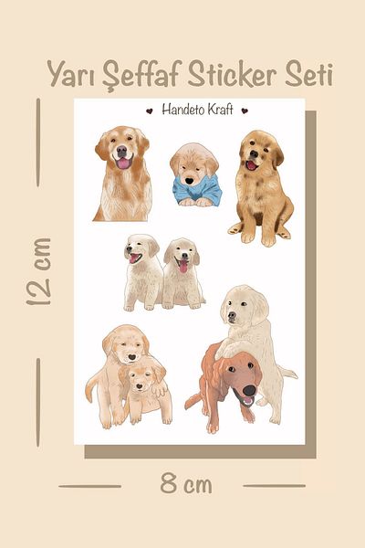 Handeto Kraft مجموعة ملصقات للكلاب شبه شفافة مقاس 8 × 12 سم - ملصق، مجلة رصاصة، سجل قصاصات، ملصق