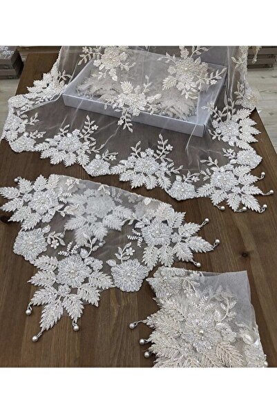 Genel Markalar Firuze  Krem 16 Parça Taşlı Boncuklu Salon Takımı