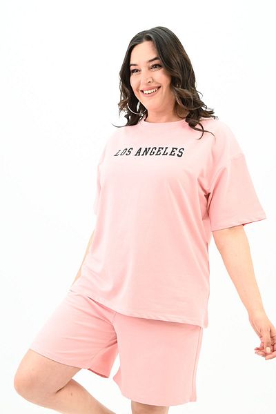 Koza Butik Σετ γυναικείο σορτς Plus Size - εμπριμέ, 8122-25
