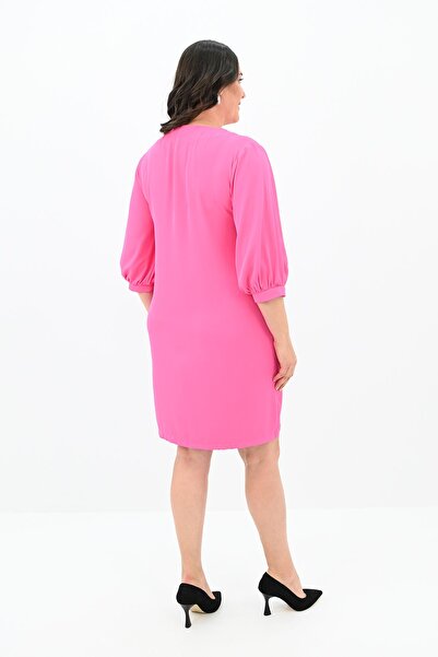 Koza Butik Rochie de damă cu rever brodat cu piatră mărime mare 5211-24