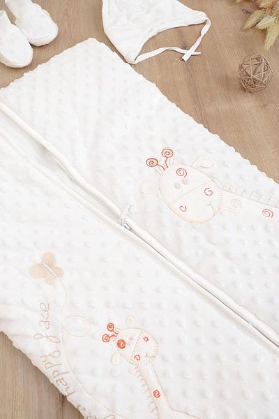 Sitilin Velvet Zippered Baby Hat and Blanket Set - Girls and Boys Stl6784
