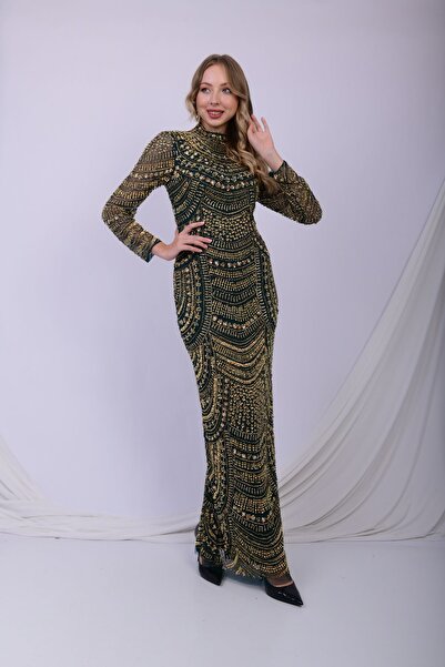 GATSBYLADY LONDON FREYA - EL İŞLEMELİ , TAŞEL DETAYLI ELBİSE