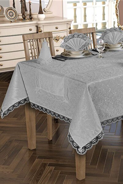 Çt Çeyizci Tekstil مفرش طاولة لـ 8 أشخاص 18 قطعة قماش Kdk مقاوم للبقع