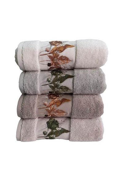 Pupilla 4 Gramaged Combed Cotton Embroidered Hand Towels - 50X90