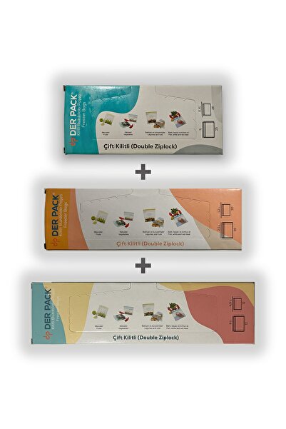 DER PACK Çift Kilitli Buzdolabı Poşeti 3'lü Set