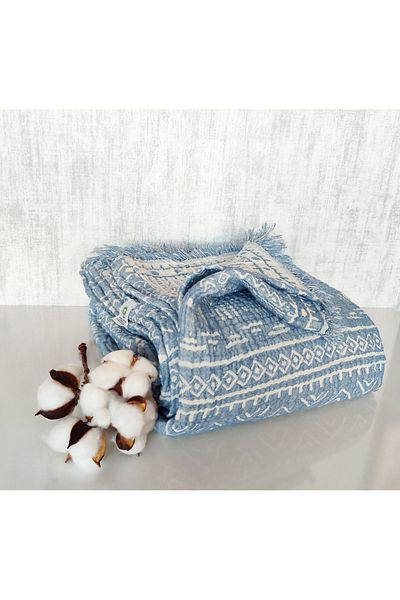 destinyhometex 4 straturi cu model aztec - 100% bumbac muselină multiplă King Size 240x260 cm
