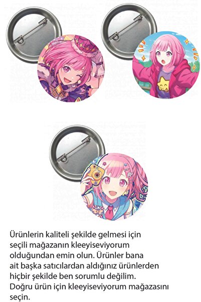 Genel Markalar Hatsune Miku Pjsekai Project Sekai Colorful Anime Buton Rozet ...