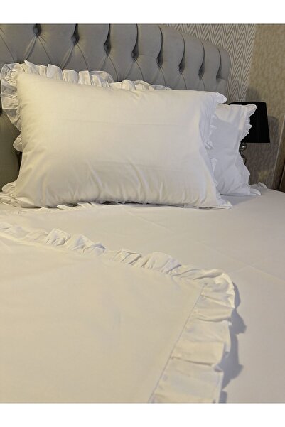 calinahome White colored frilly quilt cushion