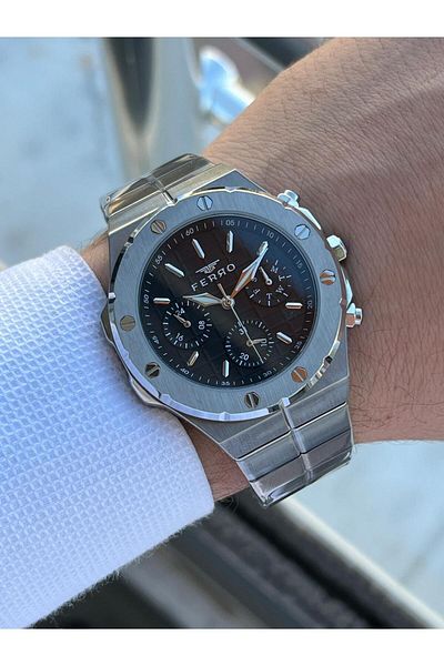 FERRO 30 Mt Waterproof Men's Wristwatch - Steel Cord, Chronograph Function Efm.43002.A2