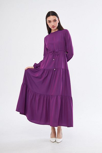 brako tekstil Women's Zero Neck Waist Tie-Up Folded Dress