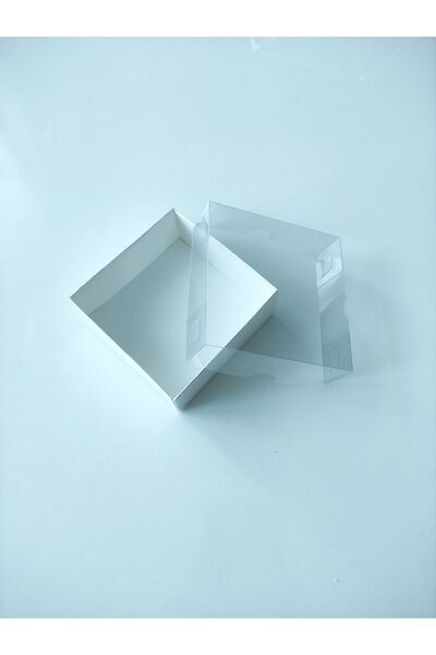 Skybox 50 Adet Beyaz Karton Kutu Asetat Kapaklı 8x8x3 Karton kutu