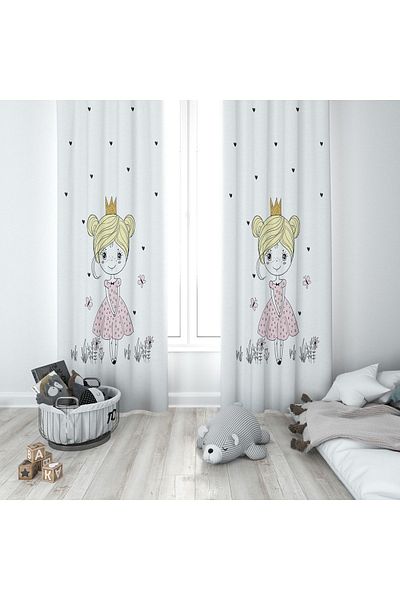 Lolla Blonde Haired Princess White Background Curtain 143