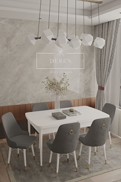 DEREN HOME Felix Serisi Babyface kumaş 80x132 Açılabilir MDF masa mutfak salo...