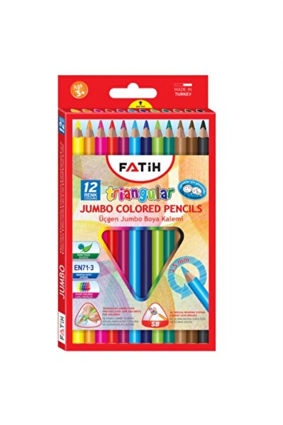 Fatih Jumbo Üçgen Kuru Boya Kalem 12li