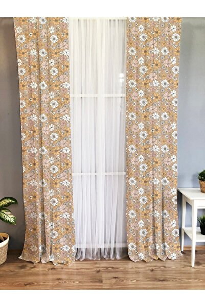 Evmila Çiçek Baskılı Bebek Ve Çocuk Odası Tek Kanat Fon Perde - Renkli
