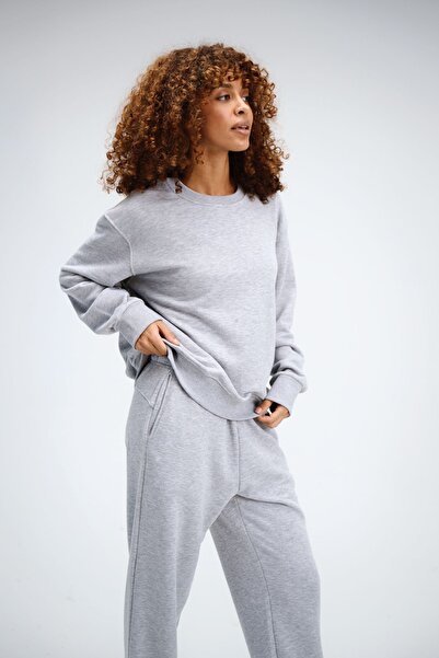 gothamvibes Kadın Timeless Oversize Gri Sweatshirt