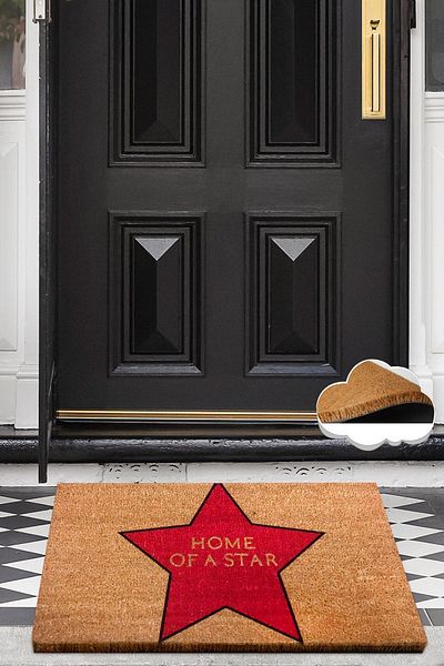 Chilai Home Coco Star Red Natural Koko Mat, Bristle Door Mat