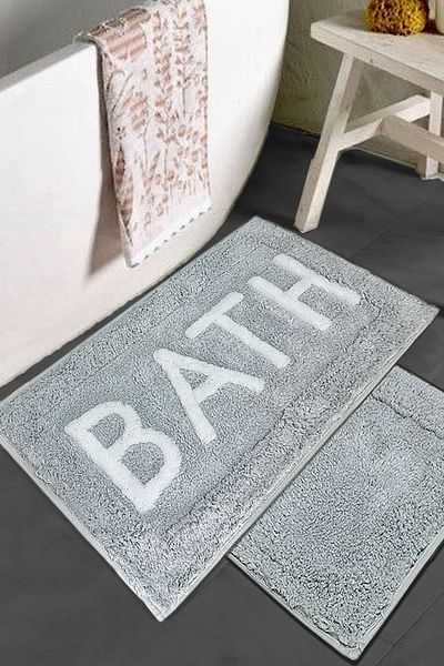 Chilai Home Γκρι Cotonel 2 Πιτσιλίσματα Βαμβακερό χαλί μπάνιου