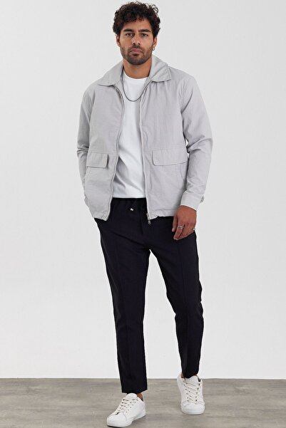 MADZEYMODA Чоловіча сезонна сіра куртка на підкладці з подвійною блискавкою Новий сезон Mz56107