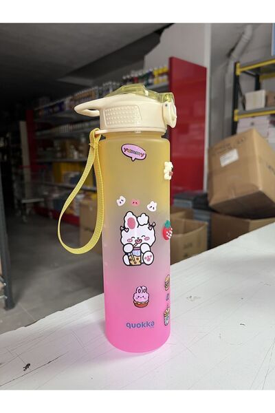 Andofis Motivational Water Bottle Water Bottle Tritan Gym Water Bottle 1000 Ml with Sticker and Carrying Strap