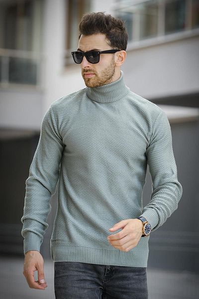 Oksit Seka 500 Ανδρικό Slim Fit Full Fisherman Πουλόβερ - Κυψελοειδή πλεκτό